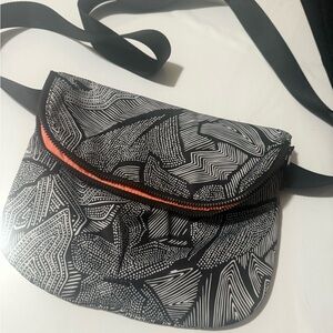 Lululemon Athletica Black and White Crossbody Bag with Orange Accent